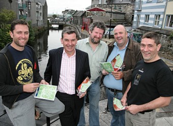 At the launch of the Galway Sessions 2009 which takes place in Galway from June 15 to 21st, were (l-r) Gugai (Róisín Dubh), Kevin Whelehan (Guinness), Mick Crehan (The Crane Bar), singer-songwriter Don Stiff, and Fergus McGinn (Monroes). 
Pic:-Mike Shaughnessy