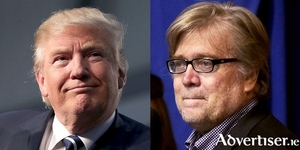 US president elect Donald Trump and his incoming chief strategist and Senior Counselor Steve Bannon.