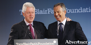 Yesterday&#039;s men - Bill Clinton and Tony Blair. Time has run out on the centrist ideology they created in the 1990s. Photo:- Mike Segar
