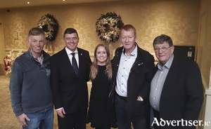 L-R: Sinn F&eacute;in Cllrs Dermot Connolly, Mark Lohan, Mair&eacute;ad Farrell and Cathal &Oacute; Conch&uacute;ir with former MP Pat Doherty at the party&#039;s candidate selection convention for Galway West where Cllr Mair&eacute;ad Farrell was chosen to go forward at the next General Election.
