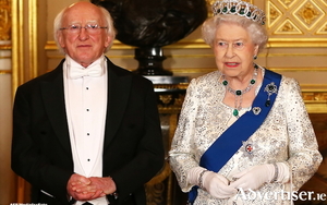 Uachtar&aacute;n na h&Eacute;ireann Michael D Higgins and the British queen, Elizabeth II.