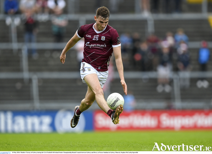 Matthew Tierney in action for the Tribesmen last Saturday. His return further bolsters a much strengthened Galway outfit.