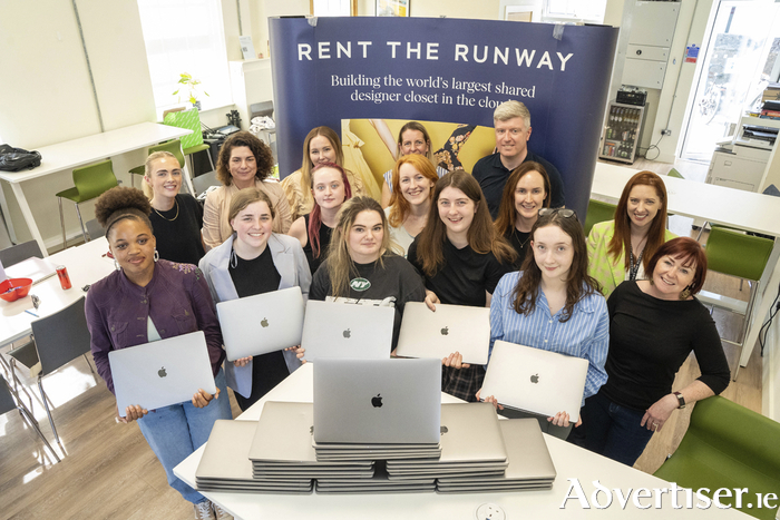 (Back Row) Rent the Runway Galway team (Front Row L-R) Elizabeth Busari, Orlaith Heaney, Anna Farragher, Aoibheann Mangan and Nora Keavney all TeenTurn