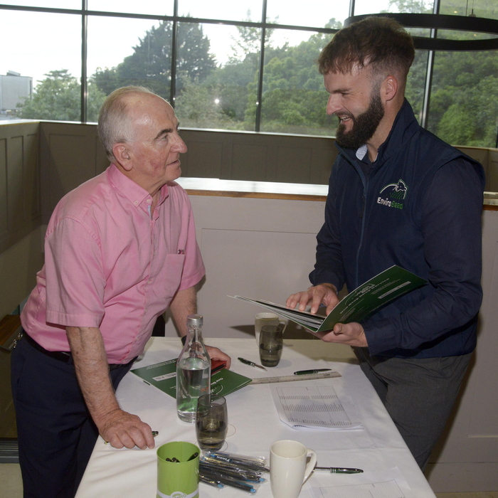 Alan Hennessy of Envirobead is pictured answering questions about the company's 'One Stop Service' at a recent Home Energy Upgrade Information Evening in Cork. Pic: Denis Boyle.