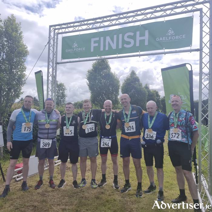 Members of the Galway Ambulance Service at the finish line of Gaelforce West Adventure (L to R) Colm Costello, Kerrill Dempsey, Ronan Gallagher, Tommy Harper, Shane Devlin, Eoin Canty, John Dillane and Sean Kelly. 