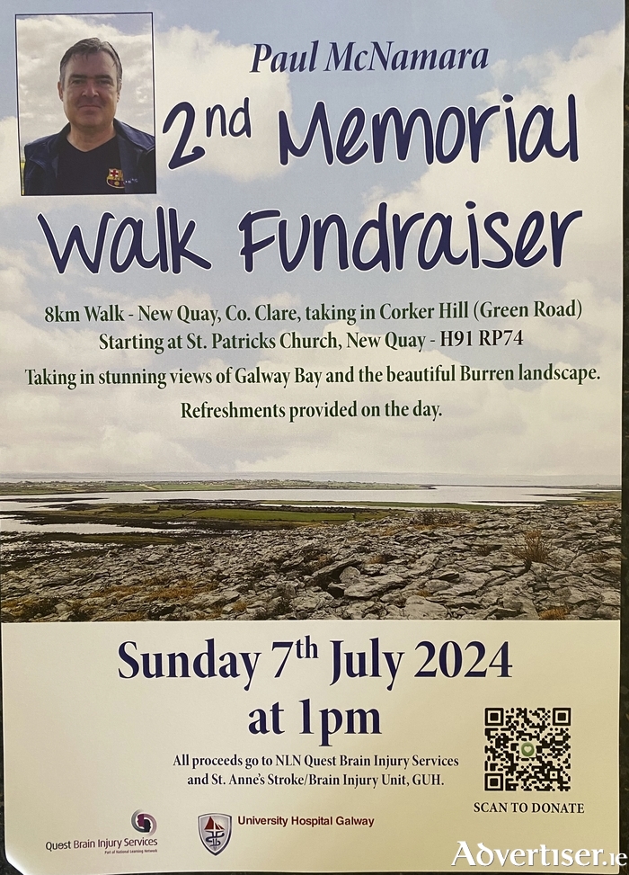 A poster for the second annual Paul McNamara Memorial Walk Fundraiser. 