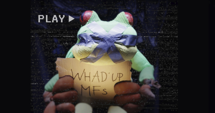 A still from a ransom video in 'Froggie', a film by the Morgan Brothers