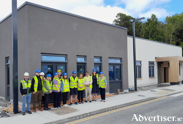 Pictured outside the CF Unit from left are Darren McCormack, HSE Estates; Fergus Mannion, CF Galway; Helen Hanrahan, GUH Nurse Planner; Chris Kane, GUH General Manager; Rachel O’Neill, CF Nurse; Grainne Cahill, HSE Estates Manager; Aebhín Sheridan, CF Dietitian; Stephen Bradish, CF Physio; Joanne Byrne, CF Psychologist; Dr Michael O’Mahony, CF Consultant; Sarah Tecklenborg, CF Ireland Interim CEO; and Mary Lane Heneghan, CF Galway.