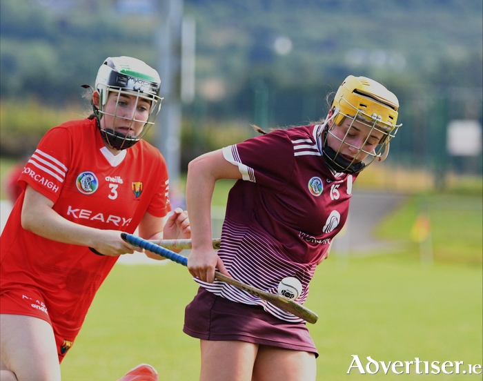 Mary Bridget Cosgrove of Galway (right) in action against Ava Ashman. Image by Colbert O'Sullivan. 