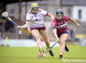 The Galway Camogie Intermediate team bowed out of the championship against Kerry on Saturday. Pictured is Sarah Lyons (left) in action against Westmeath in an earlier round.