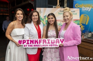 Pictured at Mary Mullens Bar recently for the launch of the Galway Races Summer Festival are (L-R): Sinead Cassidy of Galway Races and Board Member of National Breast Cancer Research Institute, Maria Kelly The Ardilaun Hotel, Amy Jo Hayes Champion Flat Jockey and Special Guest Tipster for Pink Friday at The Ardilaun Hotel and Barbara Cashen of The Ardilaun Hotel. Photo: Murtography.