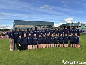 Pictured is the Galway team at the Senior National Track and Field League final.
Back row: Mary Barrett, Christian Ogbemudia, Nick Ukaga, Lemar Lucciano, Leon Ewere, Abaas Adam Edris, Ben Edeh, Justin Lane, Darragh Kelly, Jack Miskella, Oisin Davis, Andrew Power, Jack Hession, Oisin Phelan, Darragh Fahy, Liam Shaw.
Front row: Sarah Finnegan, Aoife Sheedy, Juno Hayes, Laura Cunningham, Caoimhe Farrell, Aoibhin Farrell, Sinead Treacy, Nicole Walsh, Nicole Quirke, Alix Joyce, Rachel Finnegan, Danielle Moynihan and Laura Ann Costello.
Missing from photo (who were competing on the day): Angela Cielecka, Enya Mitchell, Aine O&rsquo;Farrell, Caoimhe Kelleher, Orlaith Mannion, Holly Shaughnessy, Kyle Moorhead.
