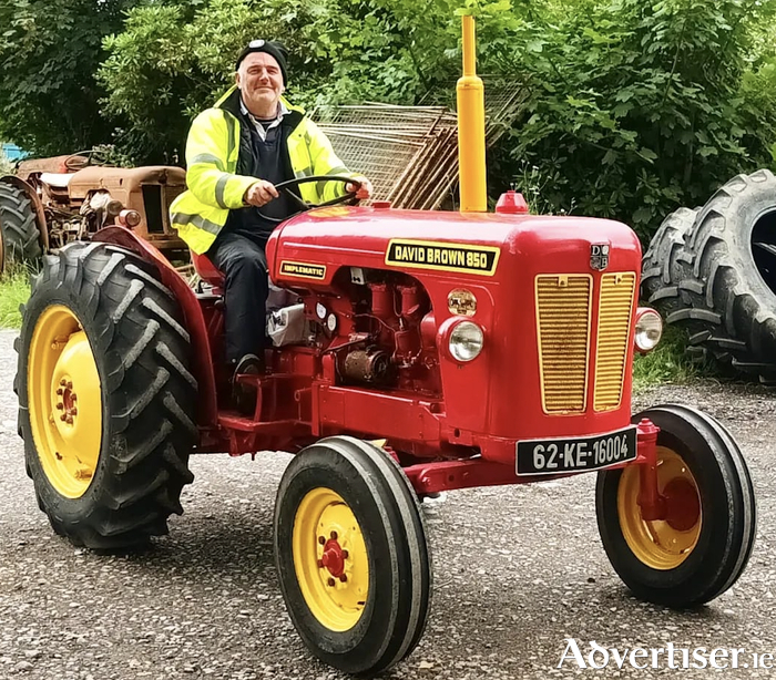 Pat Murphy in his 1962 David Brown 850, which he is driving along the 2,800km Wild Atlantic Way at top speed of 24kph to raise money for Concern and Gaza.