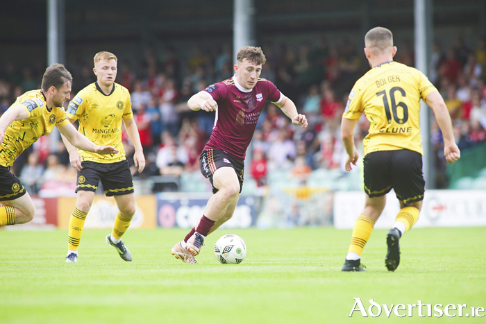 Goal scorer... Galway United’s Edward McCarthy who scored the equaliser in the SSE Airtricity Men’s Premier League game against St Pats at Eamonn Deacy Park on Sunday. Photo: Mike Shaughnessy 