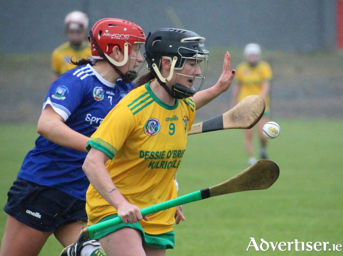 Aoife Donohue (Mullagh) and Marguerite Howley (Ardrahan) in action during the first round of the Galway Camogie championship.