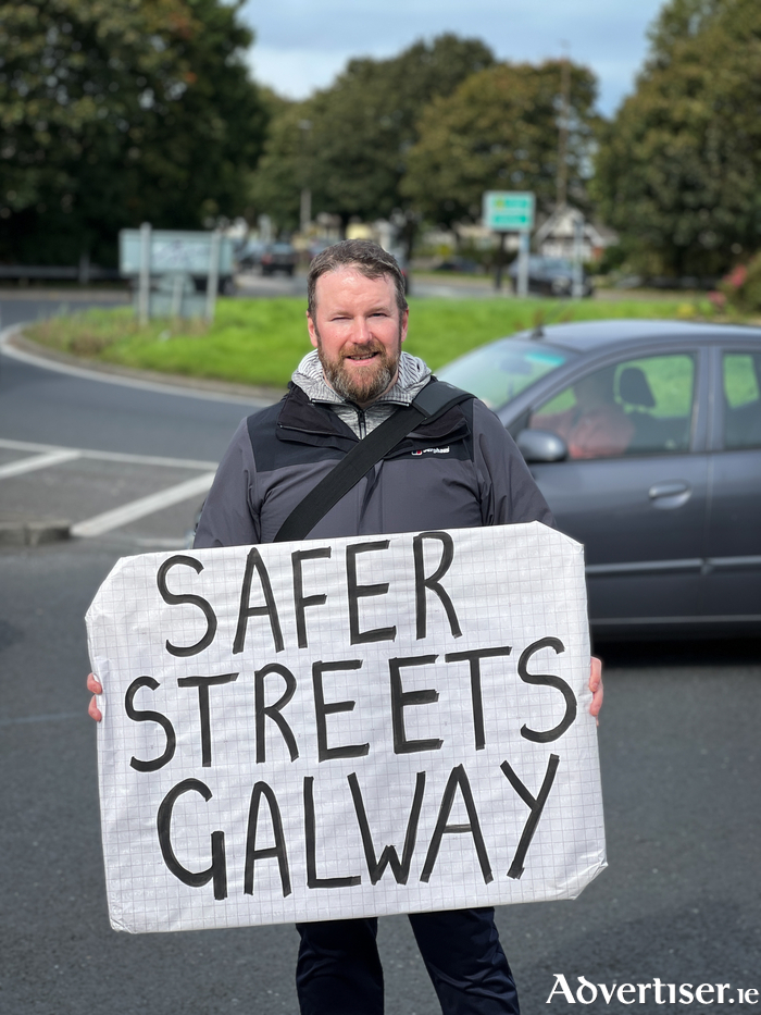 Dave Corley of Barriers2Galway at the Browne Roundabout behind UHG