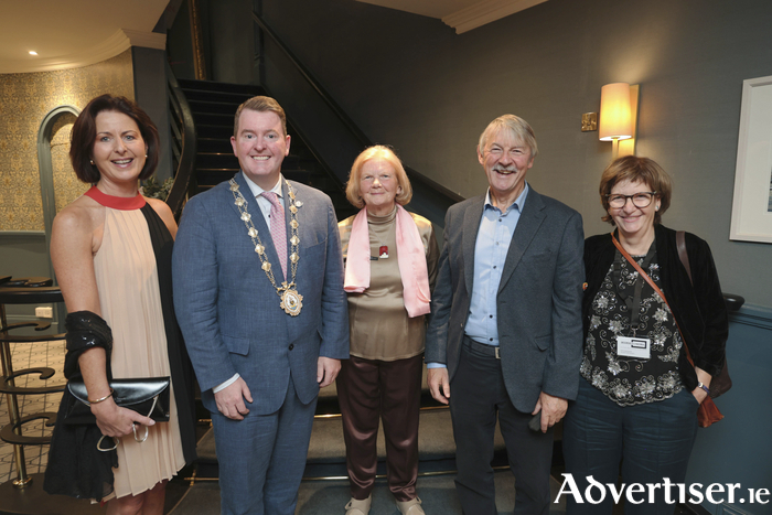 Mayor of Galway, Cllr Peter Keane with members of the Galway Film Society committee (l-r) Louise Casey Conneally chair, Bridie McMahon, Séan Ó Cearbhaill and Edith Pieperhoff attending the celebrations in the Hardiman Hotel on Saturday night marking the 60th Anniversary of The Galway Film Society.  Photo: Mike Shaughnessy