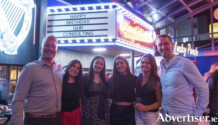 From left: Terence Morgan, Lauren Gallagher, Nargiz Talibova, Jordana Murphy, Eimear Kelly, and Ruairi Guckian of GHR Consulting at the company's recent fifth anniversary celebrations.