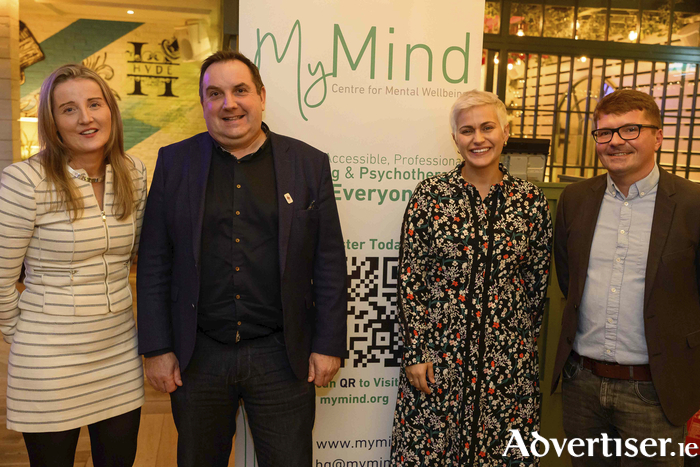 (L-R) Project manager of MyMind's Galway services, Ruth O'Malley, Cllr Ollie Turner, MEP Maria Walsh and MyMind CEO, Krystian Fikert pictured at the service's launch on Thursday, October 17. 