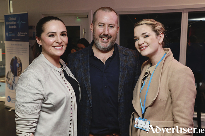 L-R: Election candidate Gráinne Seoige, pictured last week with Kieran O Malley and Dr Hannah Moloney at the  National Breast Cancer Research Institute's ‘Open Night’ at University of Galway's Lambe Institute [Photo: Sean Lydon]