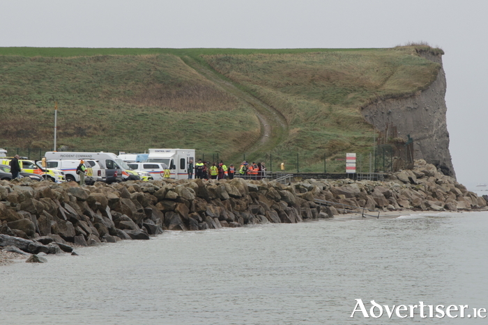 Aillebaun drumlin looms over emergency services at Silverstrand, Barna.