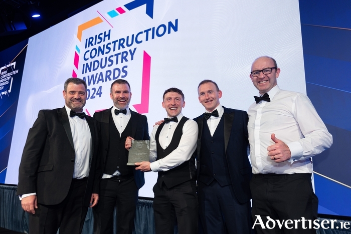 Stephen Clancy (ICI Awards), Shane McWalter (Director, OCC Construction), John O'Connell (Senior Contracts Manager, OCC Construction, Peter O'Connell (MD OCC Construction) Robert Anderson (Managing Quantity Surveyor, OCC Construction).