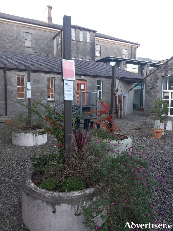 The Poetry Pillar installation in St Mary’s Courtyard Garden.