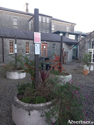 The Poetry Pillar installation in St Mary&rsquo;s Courtyard Garden.