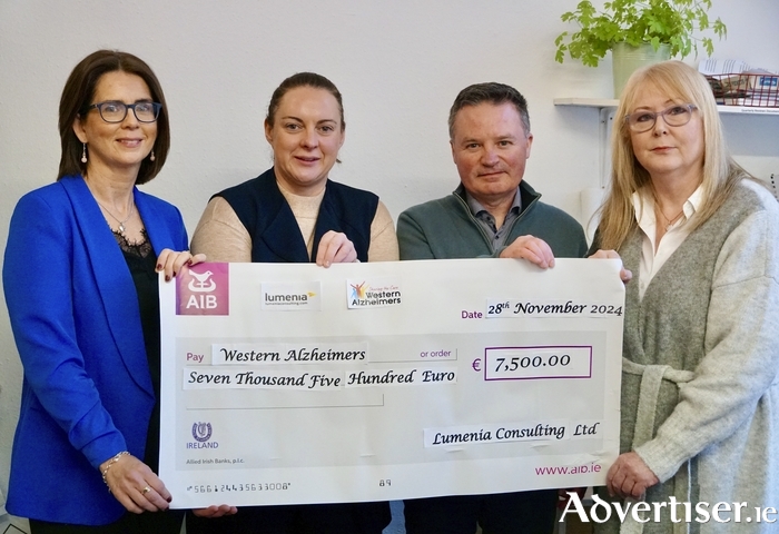  Pictured in the photo from Left to Right are: Aislin LeProvost, Marketing Co-ordinator, Lumenia Consulting; Triona Joyce, Fundraising Manager, Western Alzheimers;  John Donagher, Managing Partner, Lumenia Consulting; Sinéad Finan, CE Supervisor, Western Alzheimers.