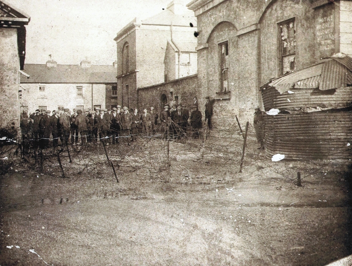 The first of two pictures featured in this week's Old Galway (courtesy of the National Museum) showing a group of prisoners behind the barbed wire at the camp. 