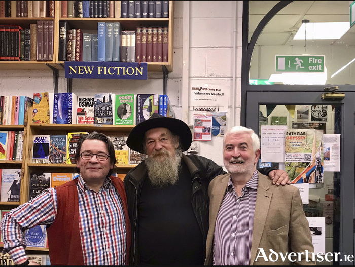 Pictured at the launch of the Rathgar Odyssey in Charley Byrnes Books are Vinny Byrne, Joe Boske and Mike Quinn.