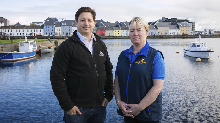 Juan Blanes, chief executive of Glenmar Shellfish with Mary Kilcommins, founder of Mary's Fish in Ballybrit, Galway.