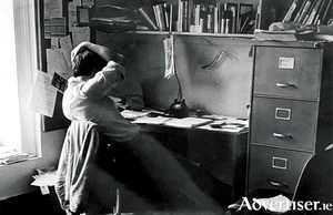 Ronnie O&rsquo;Gorman pictured at his desk in the Dickensian office at the former Galway Advertiser office.&nbsp;