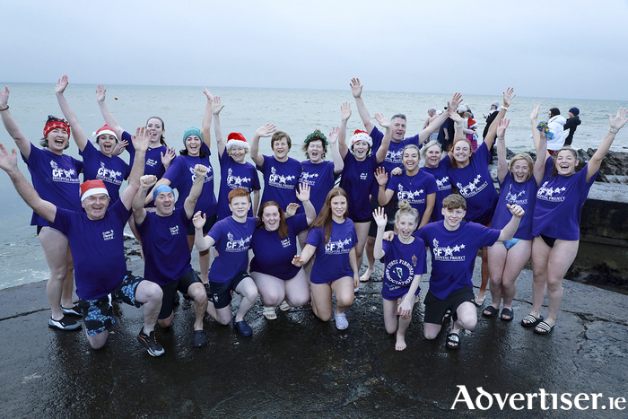 Friends of Cystic Fibrosis Galway after their annual Christmas swim for CF at Blackrock, Salthill. 
Photo Sean Lydon