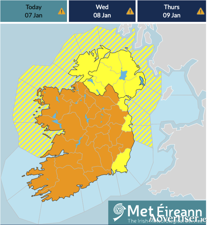 There will be a number of Orange warnings over the next few days.