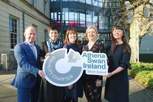 From left, Padraic De B&uacute;rca, Dr Edel Doherty, Dr Helen Maher, Professor Alma McCarthy, &Eacute;ilis O&rsquo;Regan, University of Galway. Credit: Mike Shaughnessy.