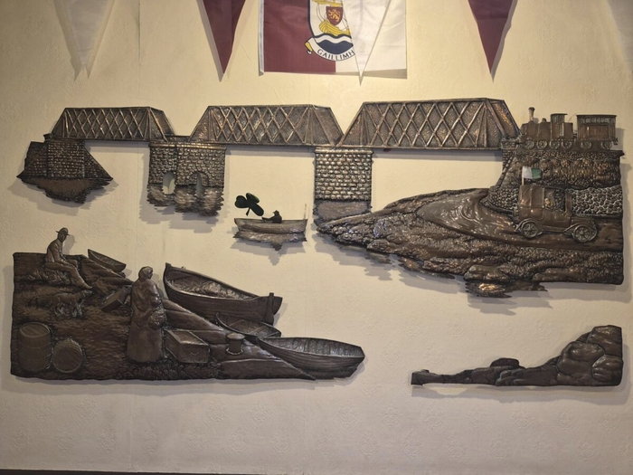 A copper frieze of the Clifden railway bridge in Hughes' Bar, Woodquay. Photo: Maxim Kelly